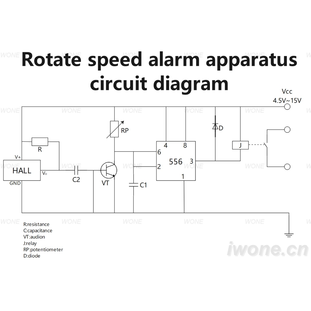 Rotate speed alarm apparatus circuit diagram