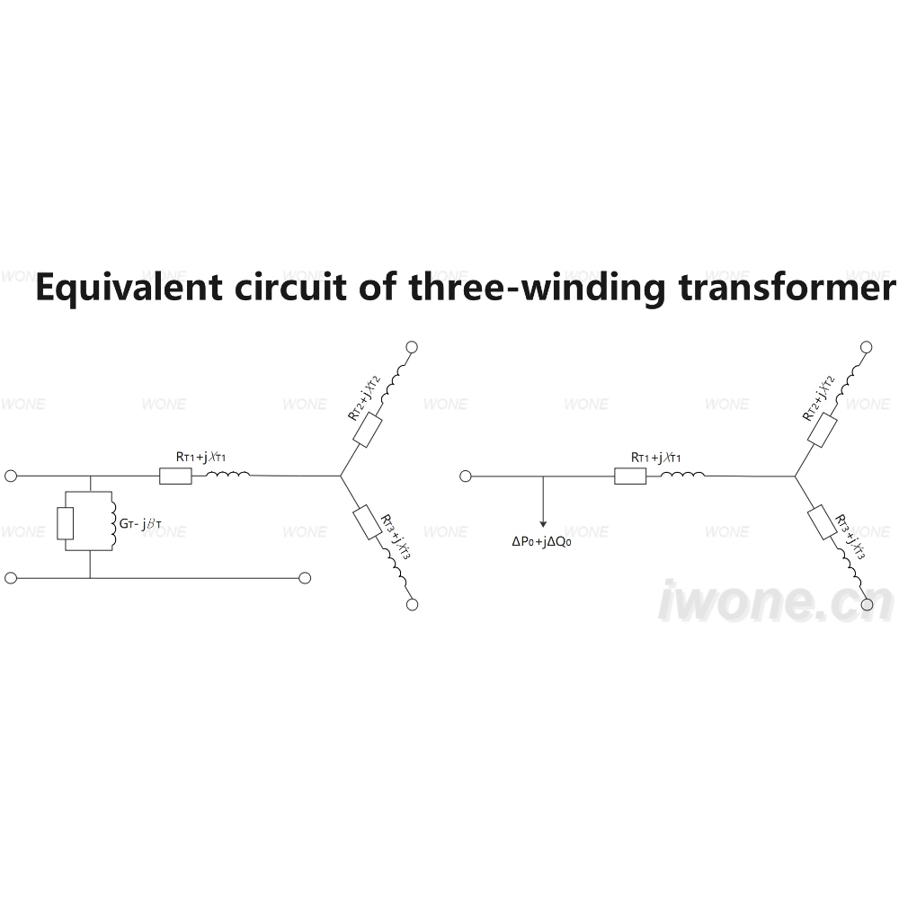 Equivalent circuit of three-winding transformer