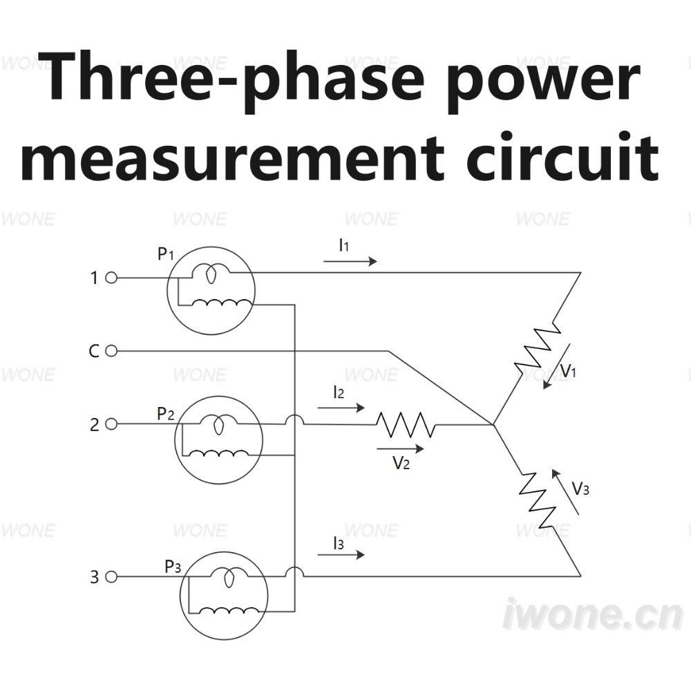 Three-phase power measurement circuit