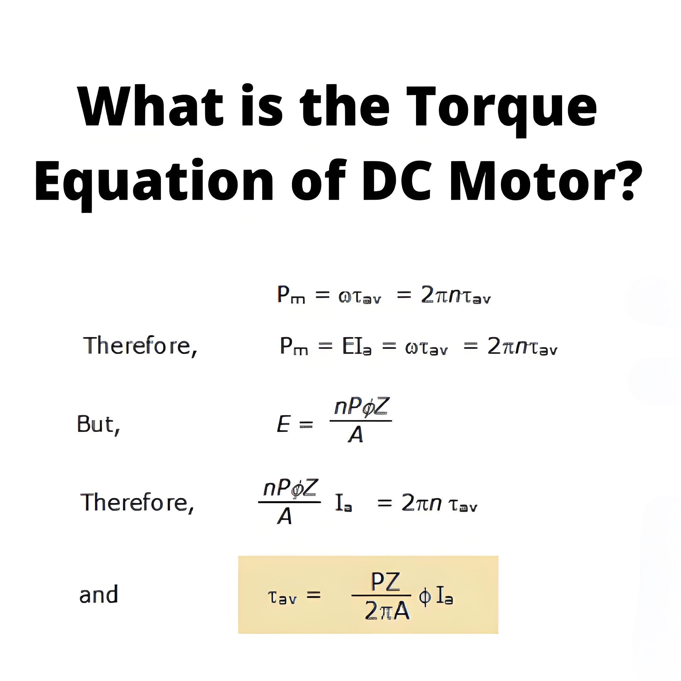 What is the Torque Equation of DC Motor?