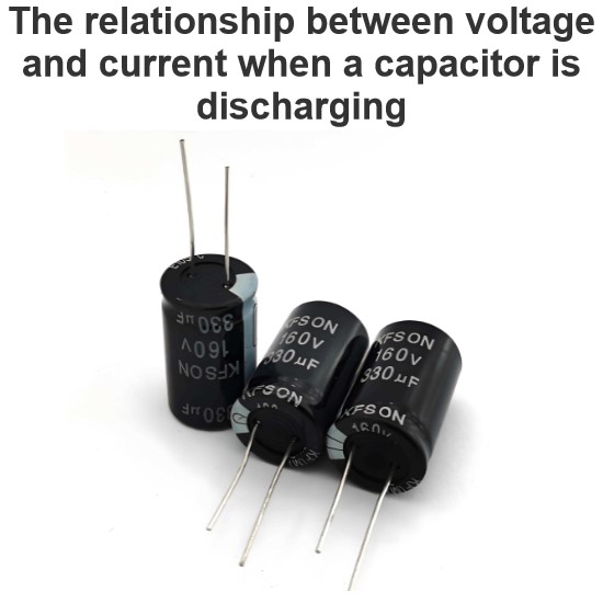 The relationship between voltage and current when a capacitor is discharging