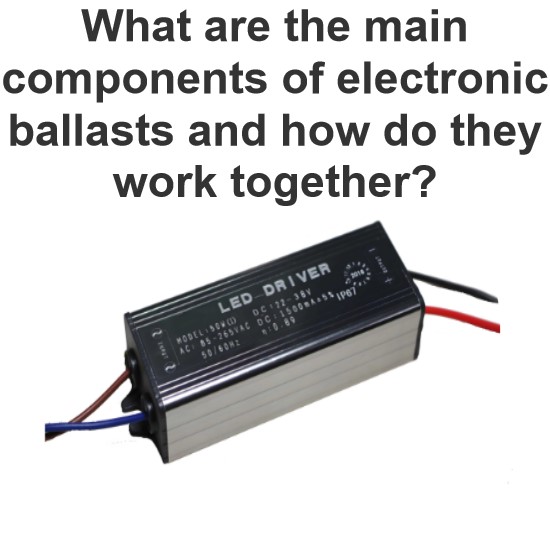 What are the main components of electronic ballasts and how do they work together?