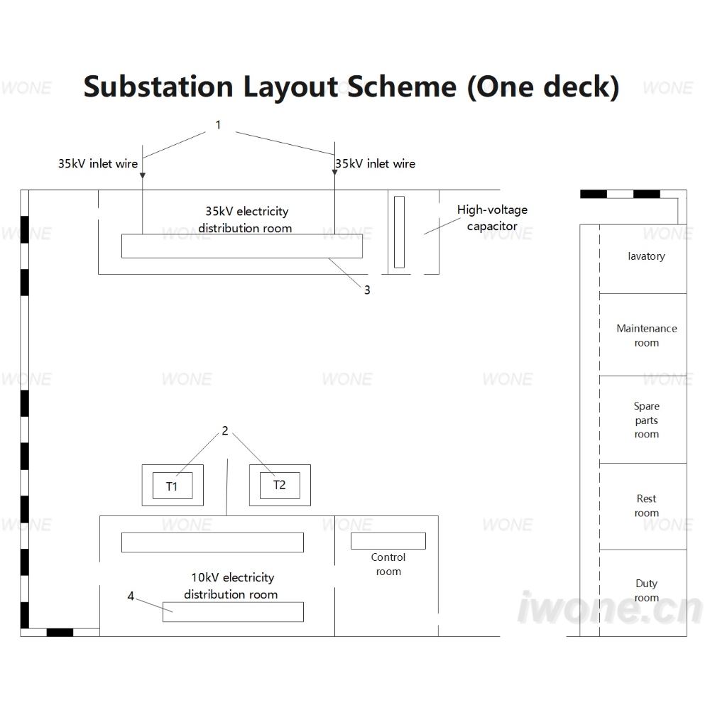 35/10kV Substation Layout Scheme (One deck)