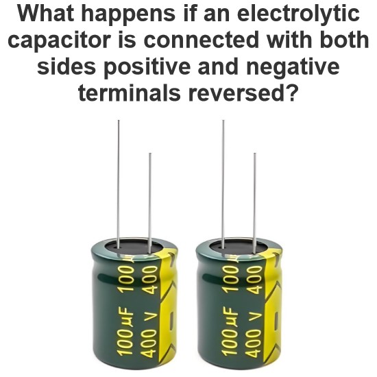 What happens if an electrolytic capacitor is connected with both sides positive and negative terminals reversed?