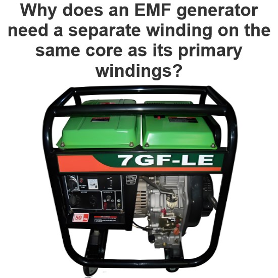 Why does an EMF generator need a separate winding on the same core as its primary windings?