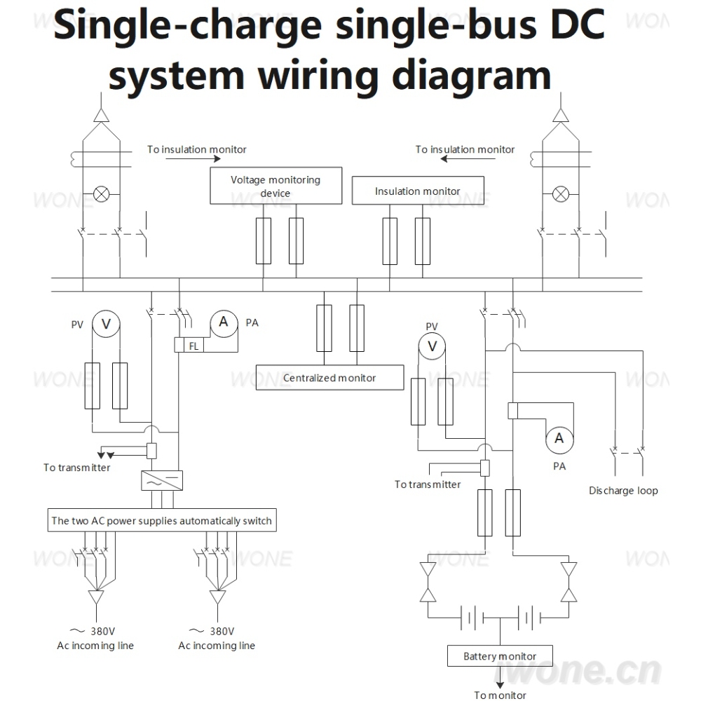 Single-charge single-bus DC system wiring diagram