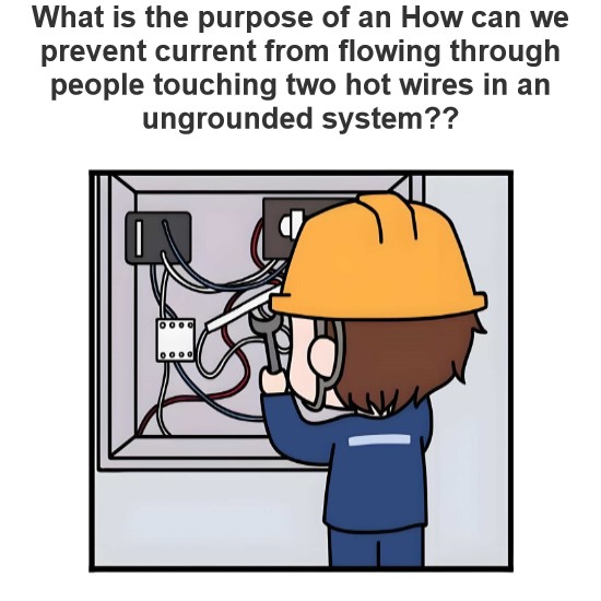 How can we prevent current from flowing through people touching two hot wires in an ungrounded system?