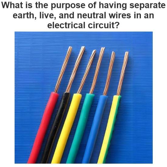 What is the purpose of having separate earth, live, and neutral wires in an electrical circuit?