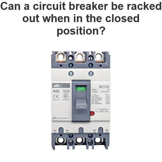 Can a circuit breaker be racked out when in the closed position?