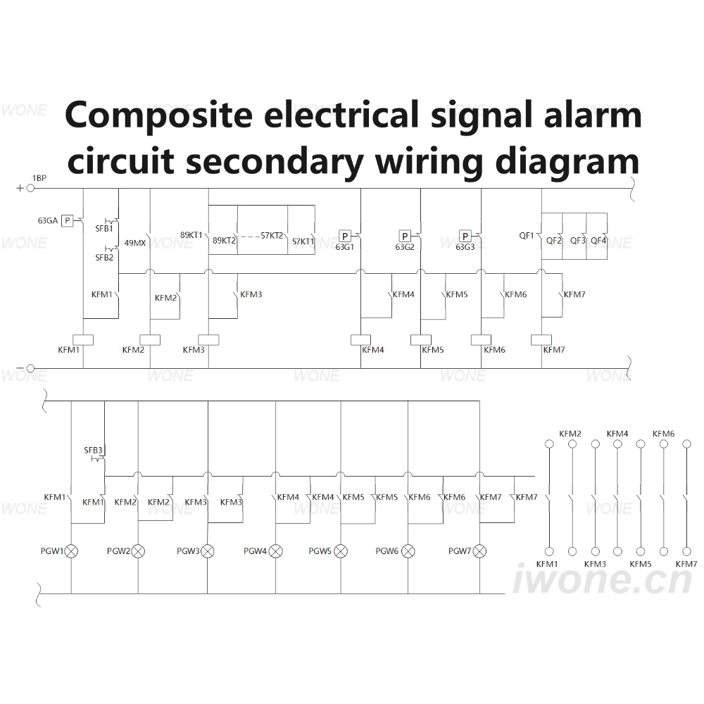 Composite electrical signal alarm circuit secondary wiring diagram