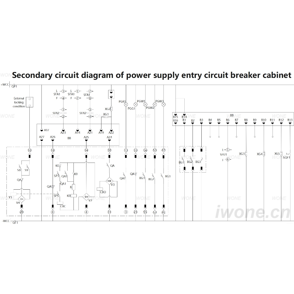 6~35kV Secondary circuit diagram of power supply entry circuit breaker cabinet