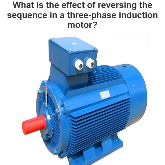 What is the effect of reversing the sequence in a three-phase induction motor?