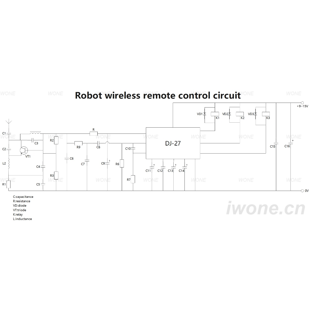 Robot wireless remote control circuit