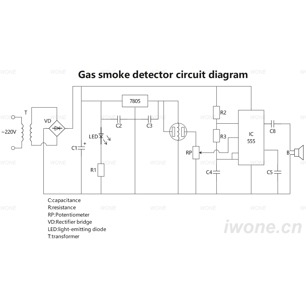 Gas smoke detector circuit diagram