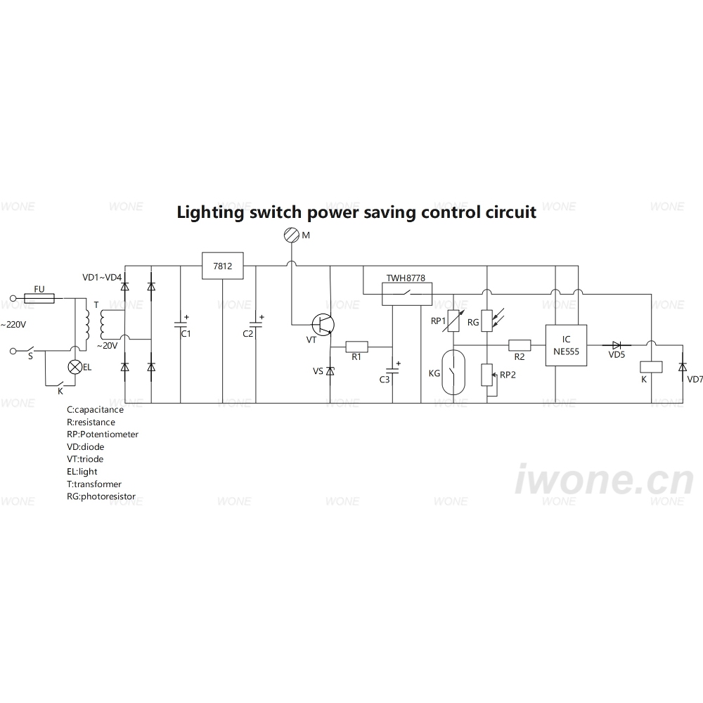 Lighting switch power saving control circuit