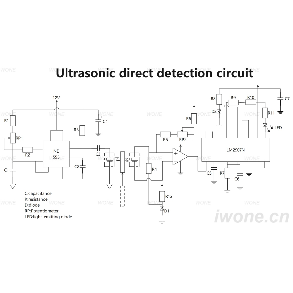 Ultrasonic direct detection circuit