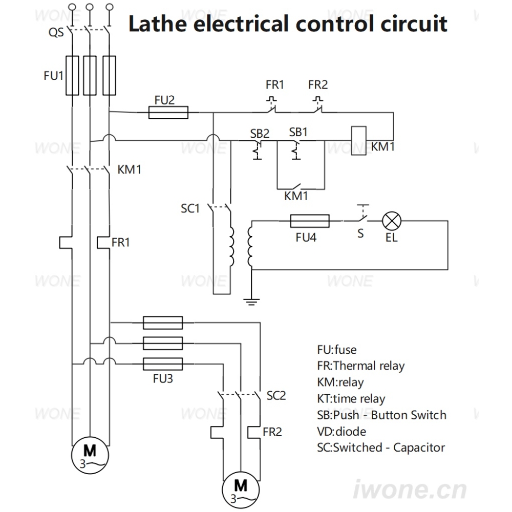 Lathe electrical control circuit