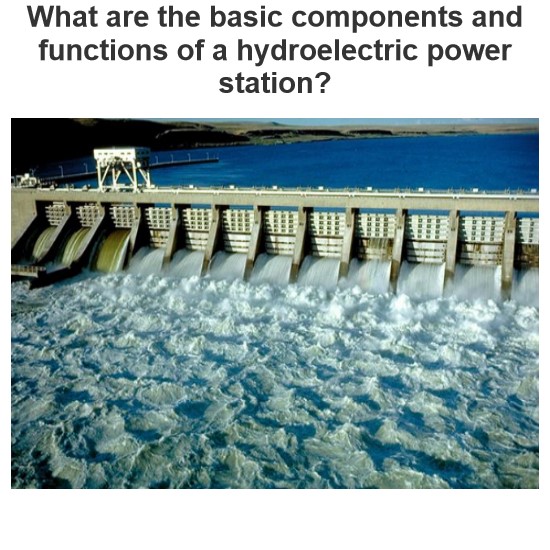 What are the basic components and functions of a hydroelectric power station? 