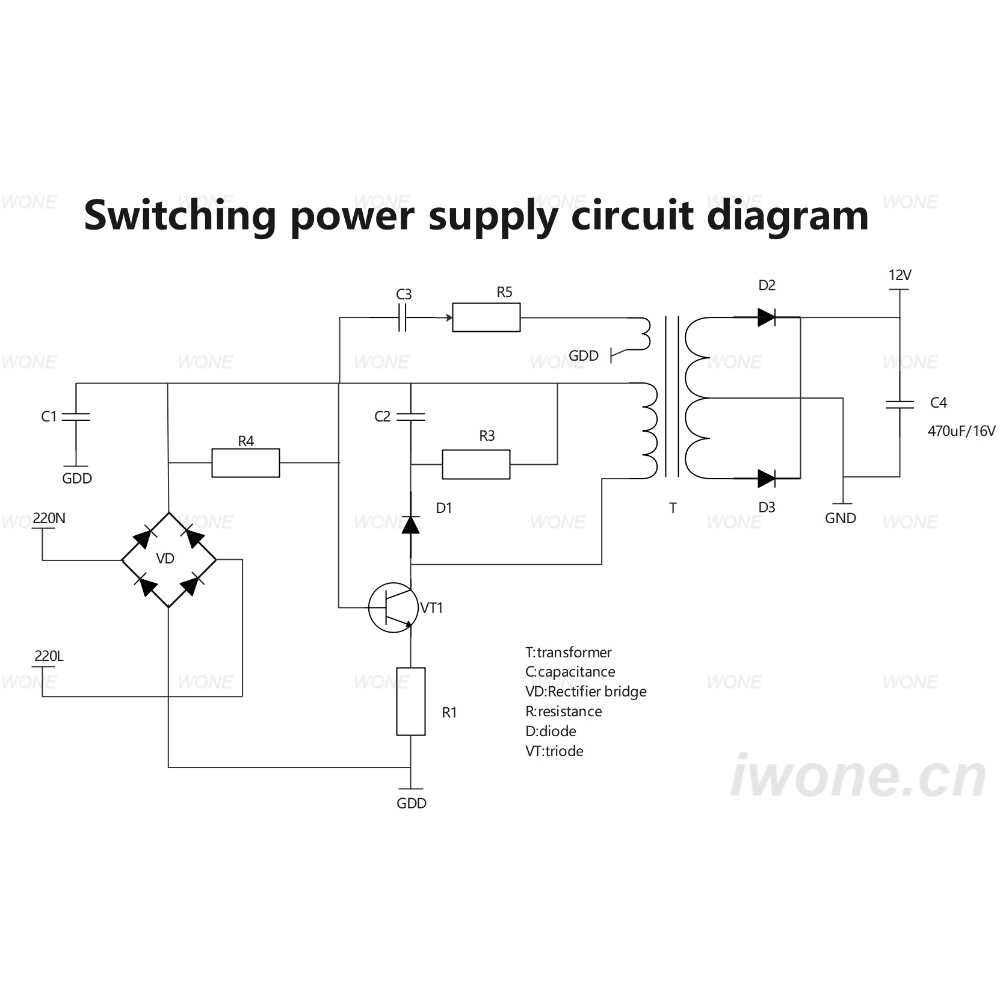 Switching power supply circuit diagram