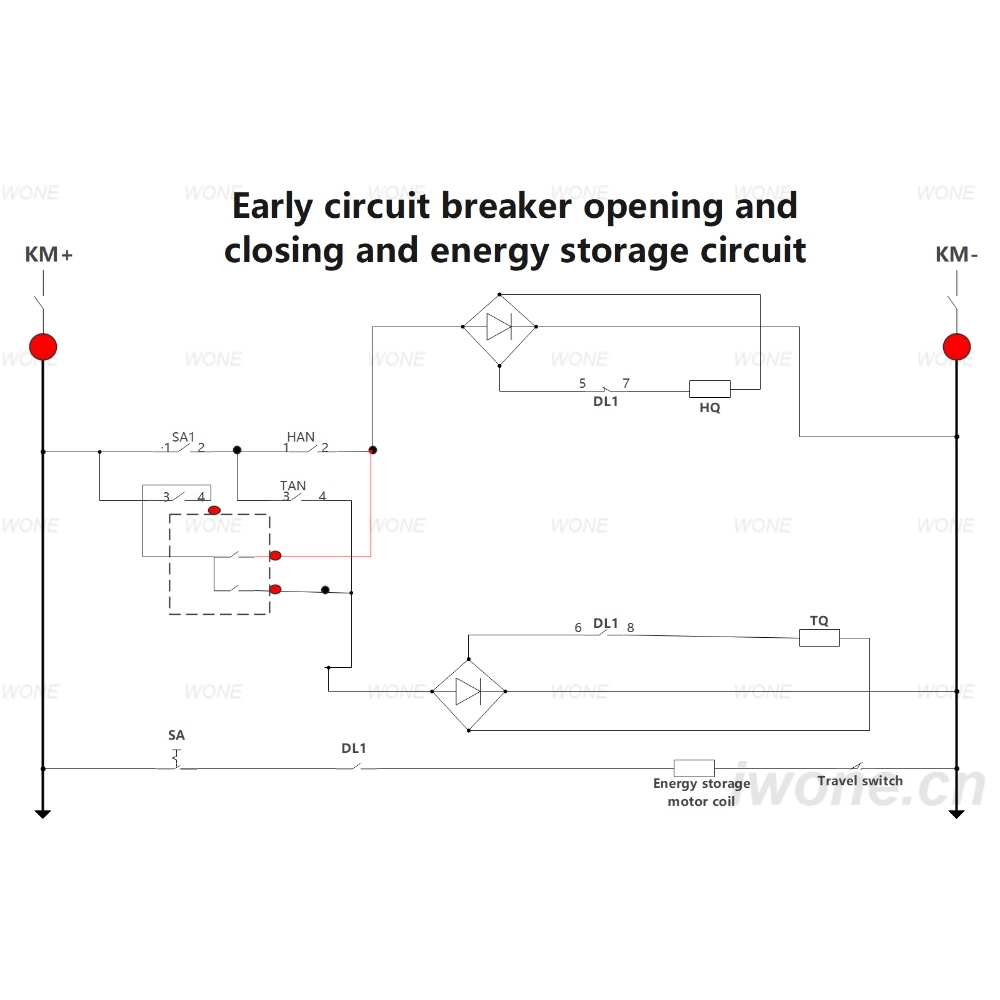 Early circuit breaker opening and closing and energy storage circuit