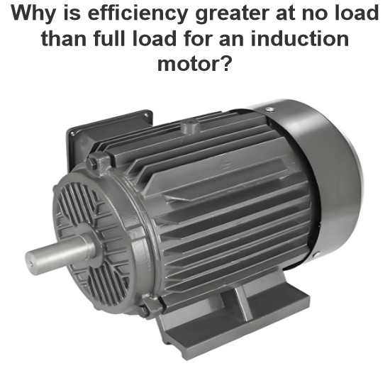 Why is efficiency greater at no load than full load for an induction motor?