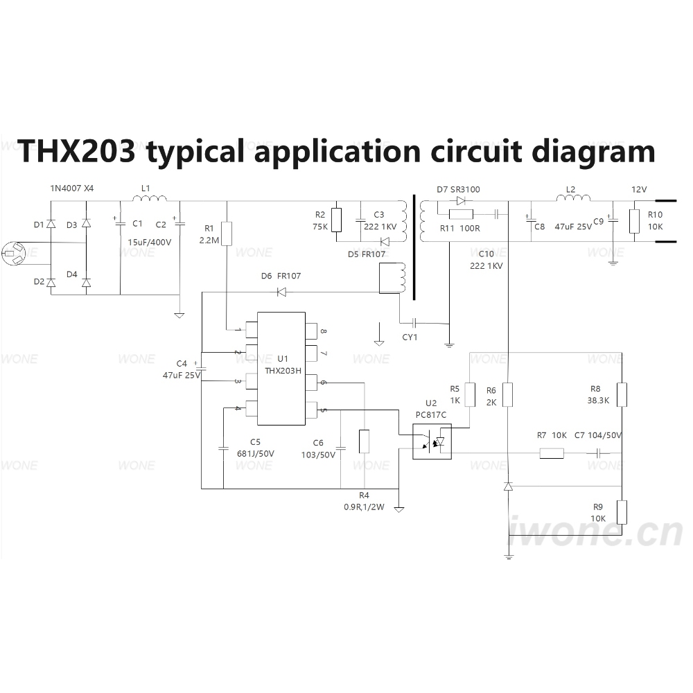 THX203 typical application circuit diagram