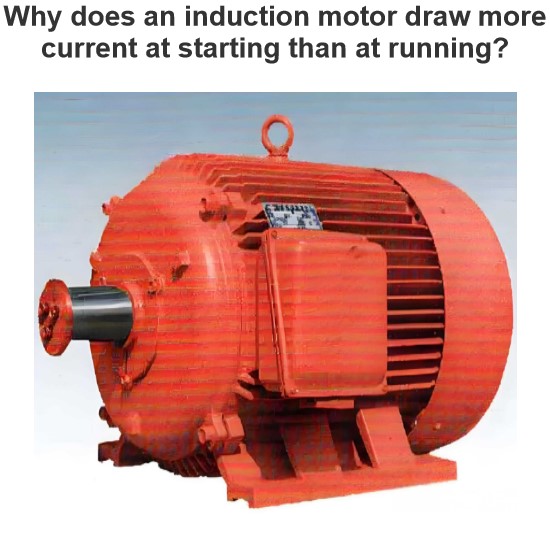 Why does an induction motor draw more current at starting than at running?