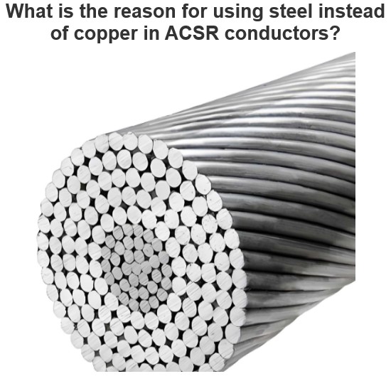 What is the reason for using steel instead of copper in ACSR conductors?