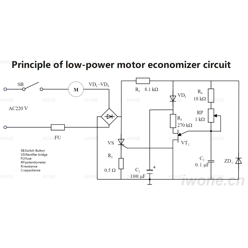 Principle of low-power motor economizer circuit