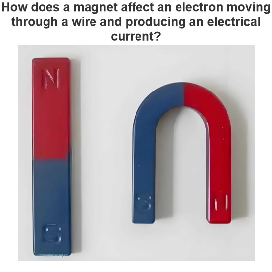 How does a magnet affect an electron moving through a wire and producing an electrical current?