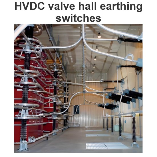 HVDC valve hall earthing switches