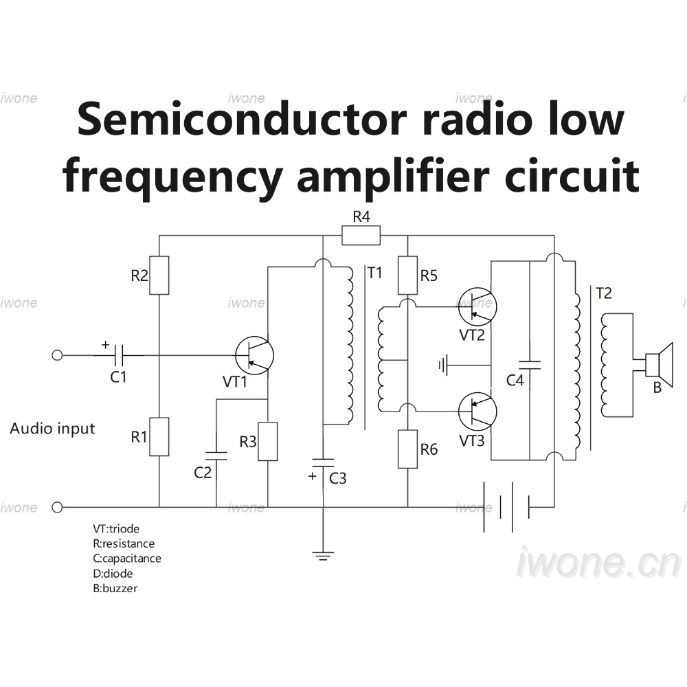 Semiconductor radio low frequency amplifier circuit