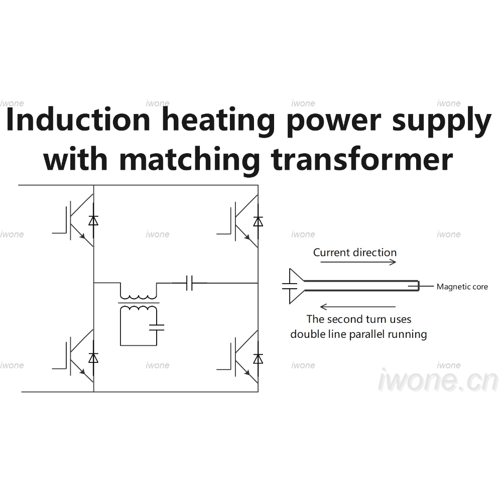 Induction heating power supply with matching transformer