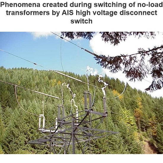 Phenomena created during switching of no-load transformers by AIS high voltage disconnect switch