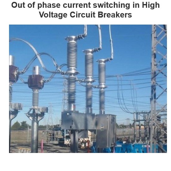 Out of phase current switching in High Voltage Circuit Breakers