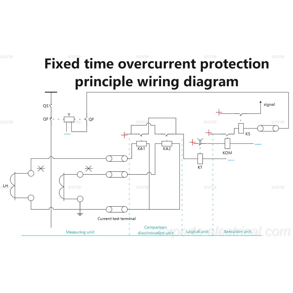 Fixed time overcurrent protection principle wiring diagram