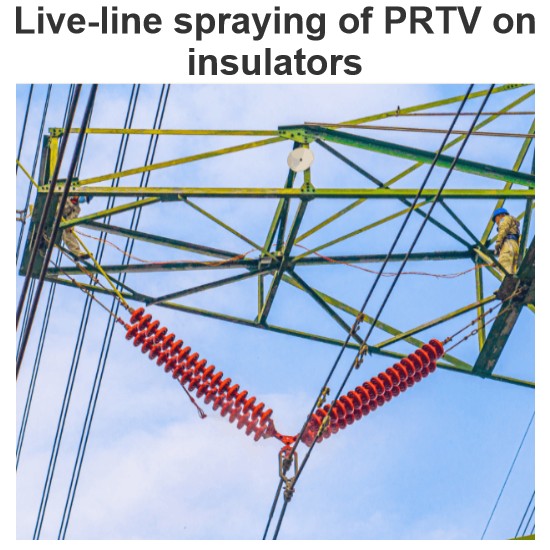 Live-line spraying of PRTV on insulators