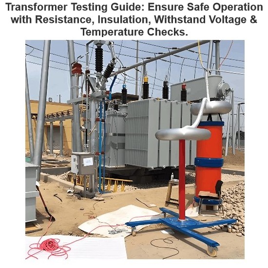 Transformer Testing Guide: Ensure Safe Operation with Resistance, Insulation, Withstand Voltage & Temperature Checks.
