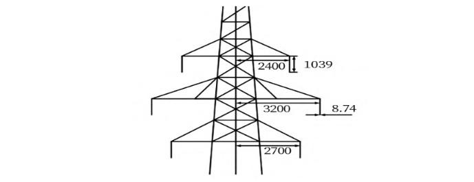 Figure 2 Schematic Plan View of a UHV Transmission Line Tangent Tower in the Case Study.jpg Figure 2 Schematic Plan View of a UHV Transmission Line Tangent Tower in the Case Study.jpg