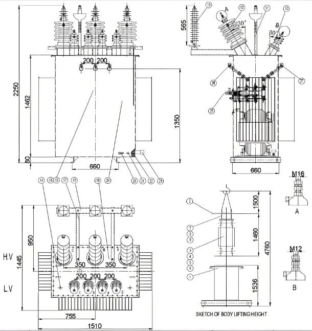  Oil-Immersed distribution Step Down Transformer 33kV 12kV 15kV 