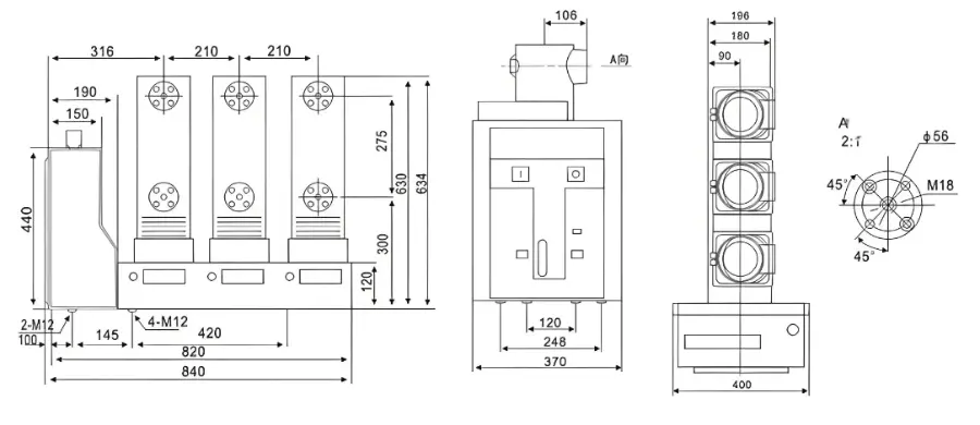 Indoor high-voltage Side-Mounted Vacuum Circuit Breaker 12kV 15kV