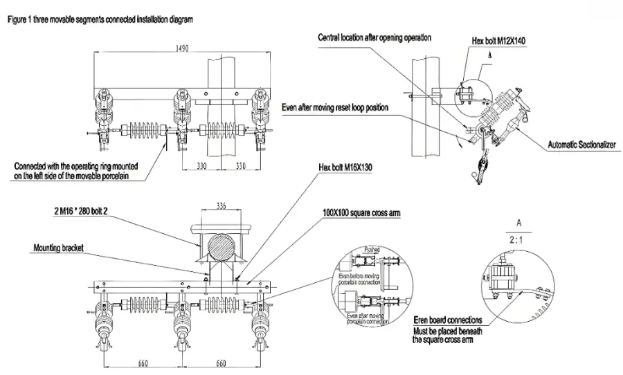 Medium voltage Pole Mounted Drop Out Automatic Sectionalizer 15kV 27kV 38 kV