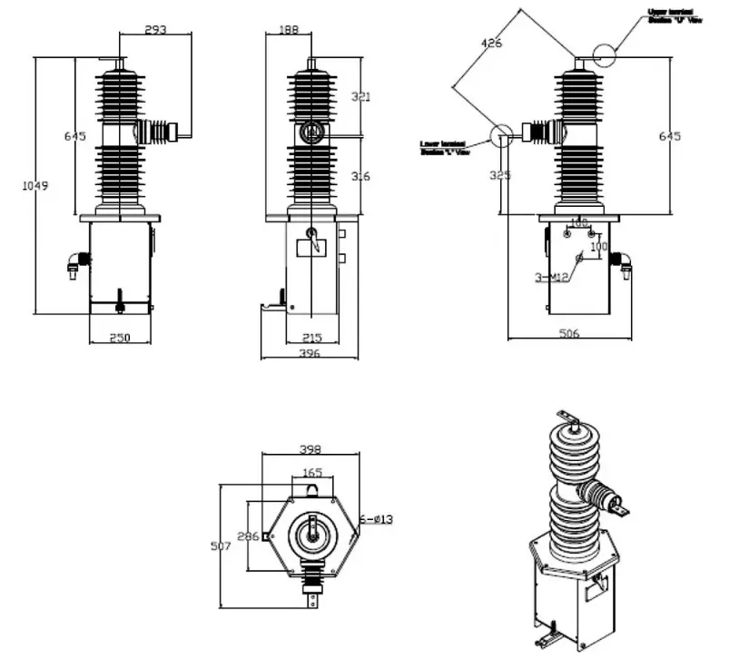 Single Phase Outdoor Capacitor Vacuum Switch 15kV 27kV